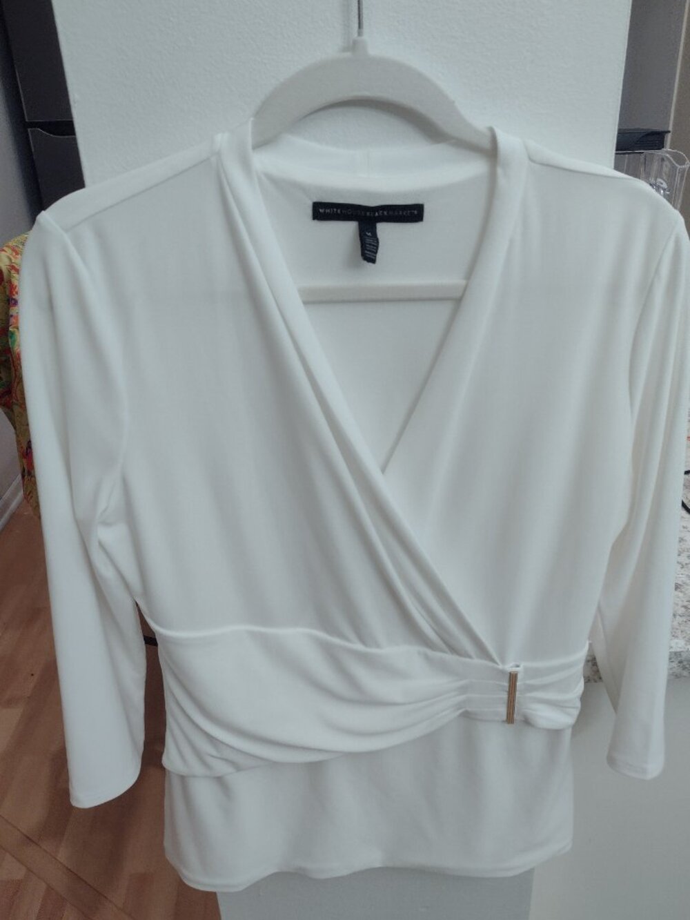 White House Black Market Jersey Knit Faux Wrap Top Medium